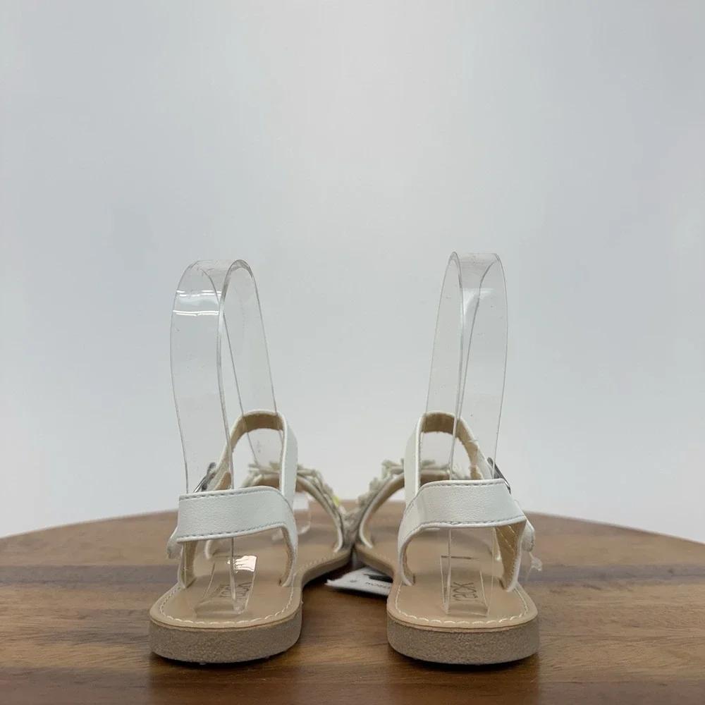 New NWT Little Girls Nordstrom Rack White Faux Leather Daisie Sandals Size 11 C‎